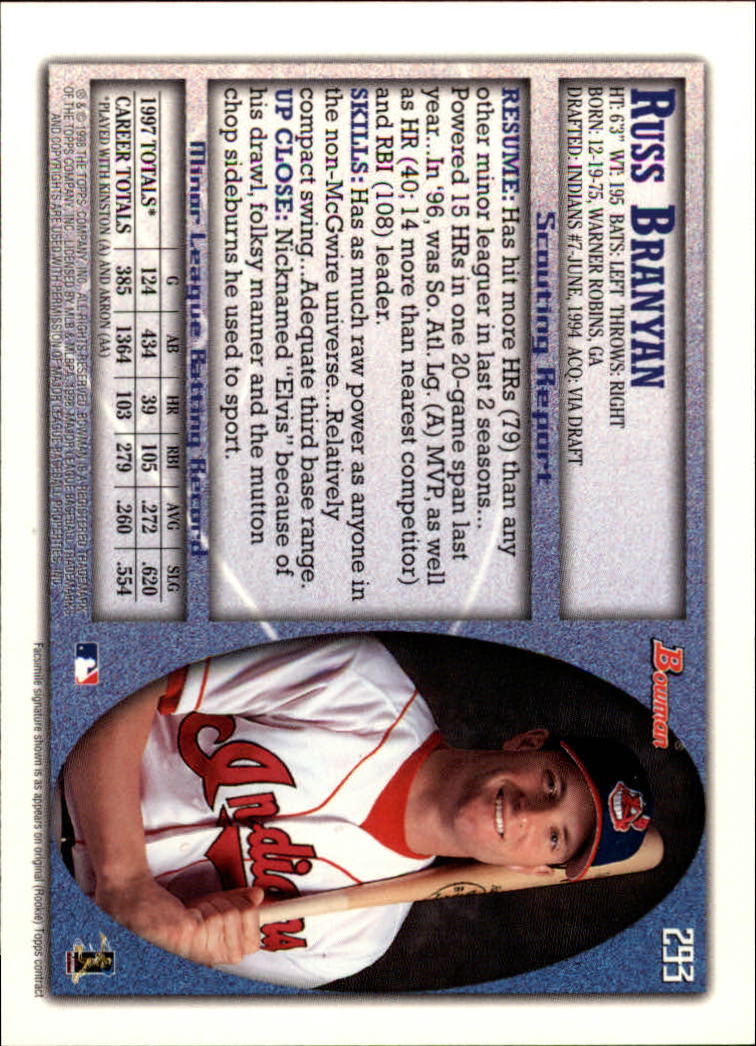 1998 Bowman Baseball Card Pick (Base) 253-441 - Picture 83 of 379