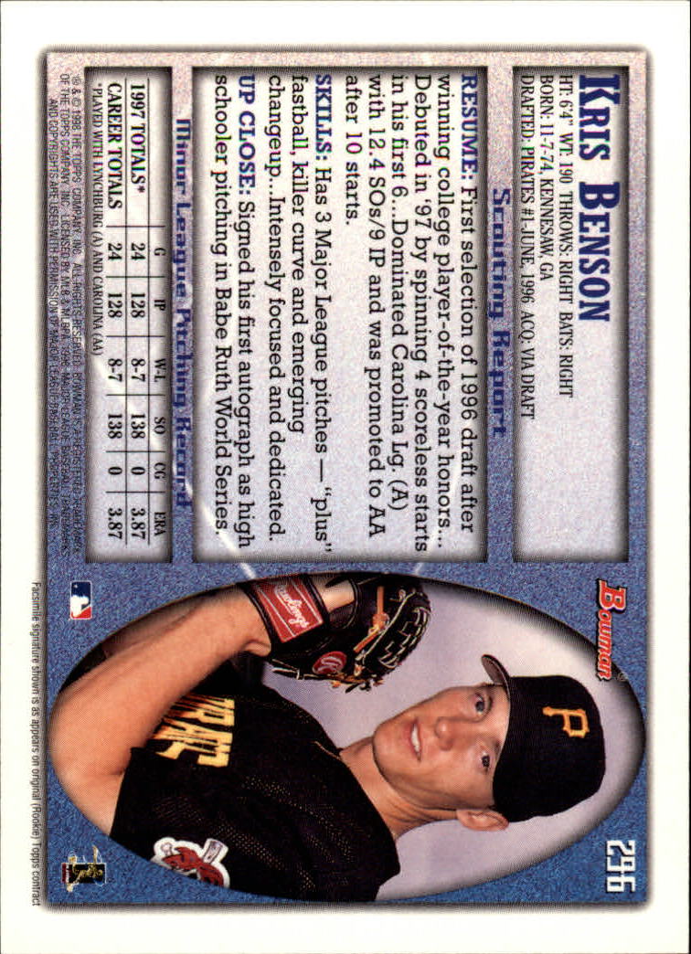 1998 Bowman Baseball Card Pick (Base) 253-441 - Picture 89 of 379