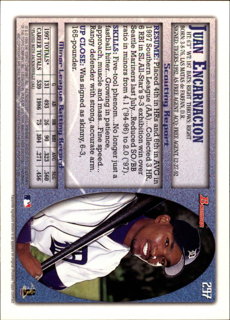 1998 Bowman Baseball Card Pick (Base) 253-441 - Picture 91 of 379