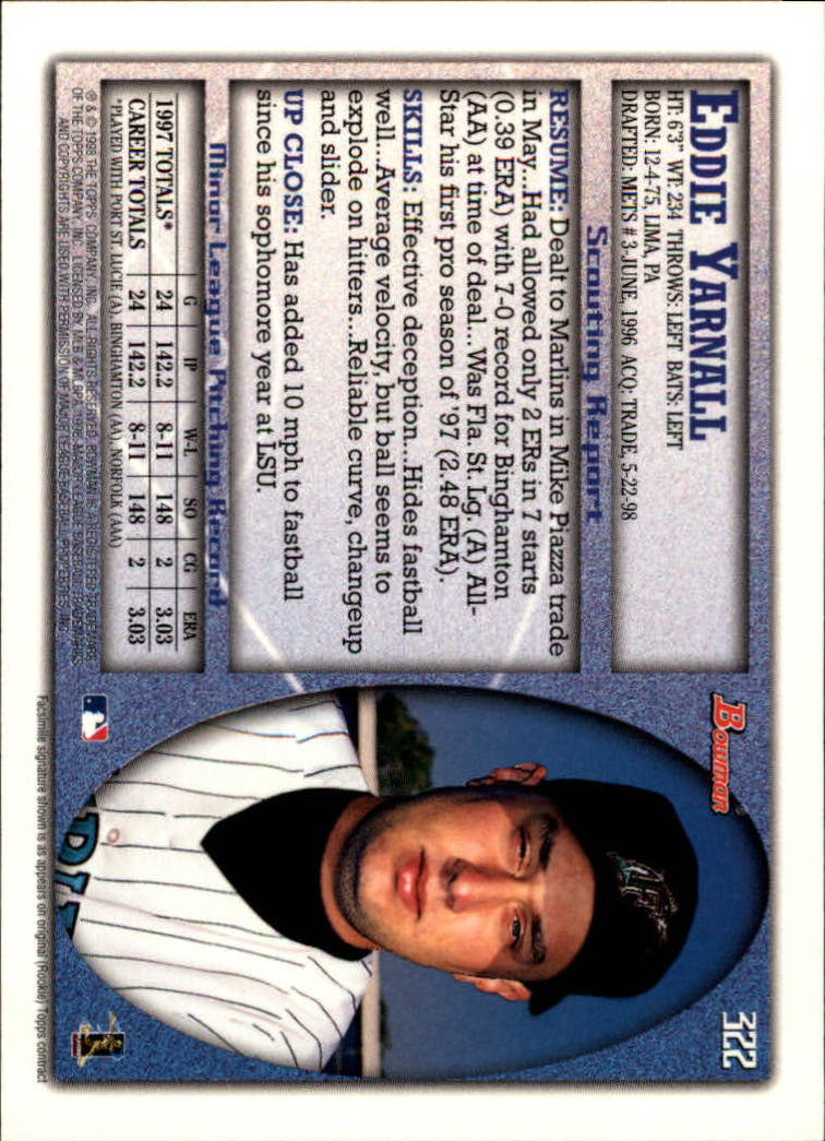 1998 Bowman Baseball Card Pick (Base) 253-441 - Picture 141 of 379