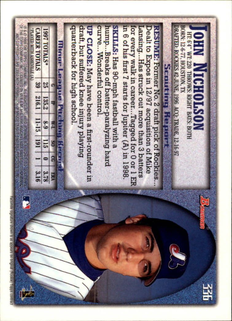 1998 Bowman Baseball Card Pick (Base) 253-441 - Picture 169 of 379