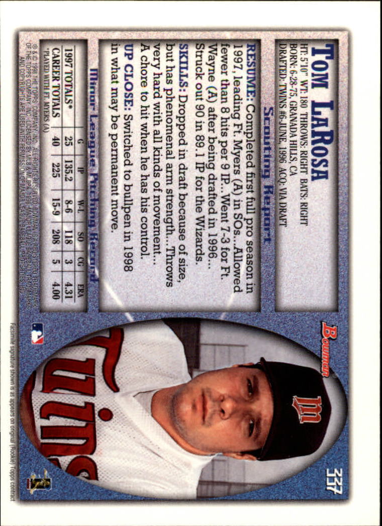 1998 Bowman Baseball Card Pick (Base) 253-441 - Picture 171 of 379