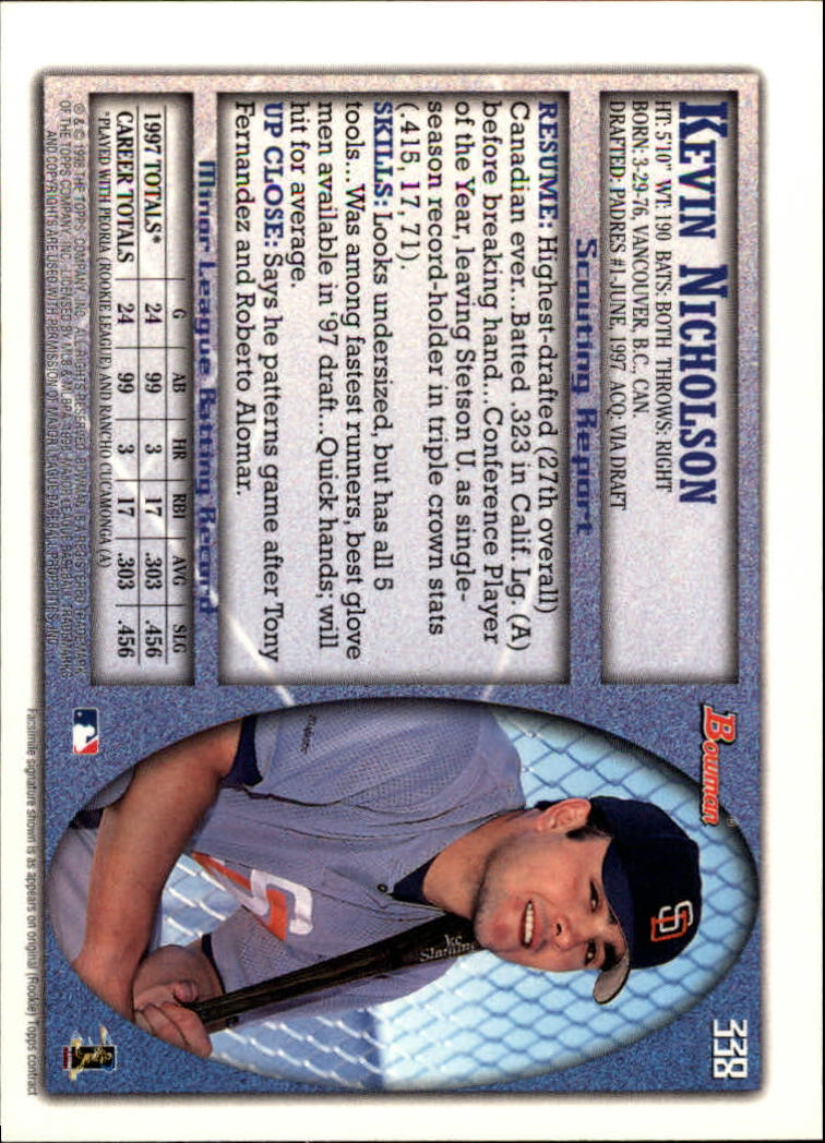 1998 Bowman Baseball Card Pick (Base) 253-441 - Picture 173 of 379