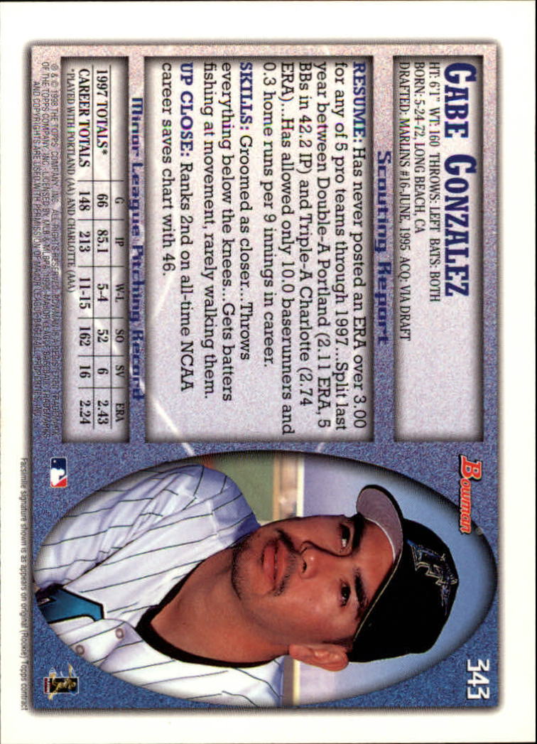 1998 Bowman Baseball Card Pick (Base) 253-441 - Picture 183 of 379