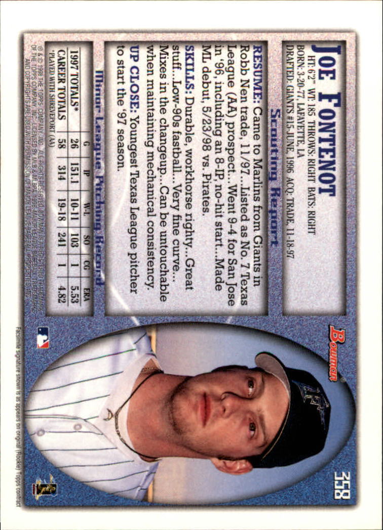 1998 Bowman Baseball Card Pick (Base) 253-441 - Picture 213 of 379