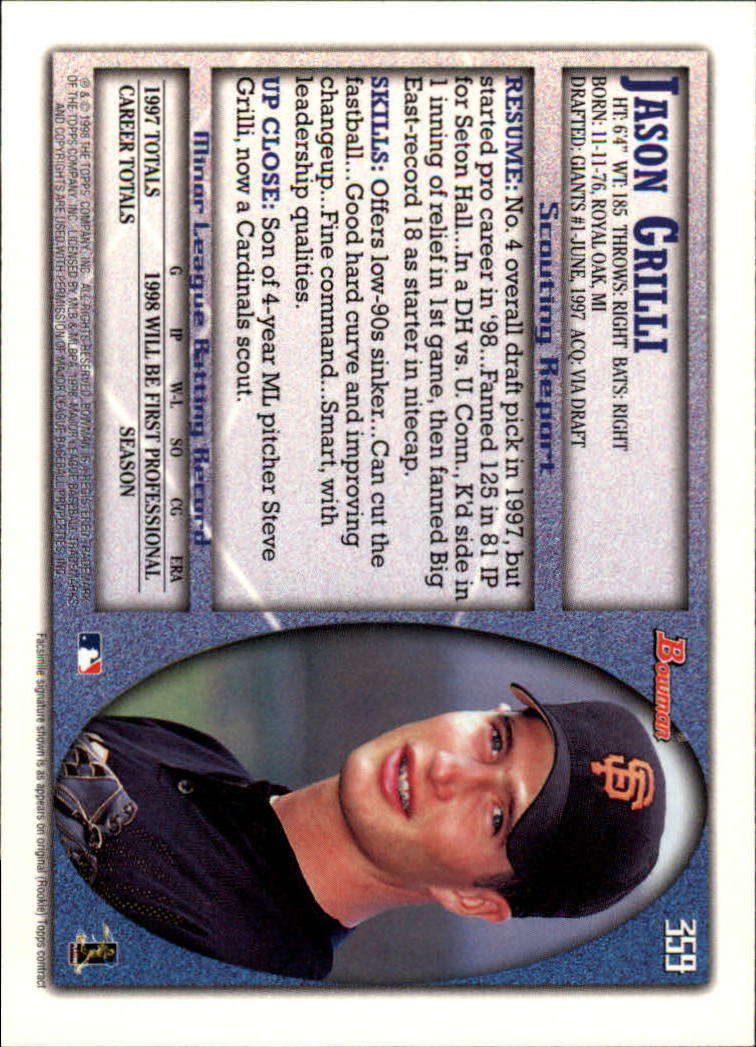1998 Bowman Baseball Card Pick (Base) 253-441 - Picture 215 of 379