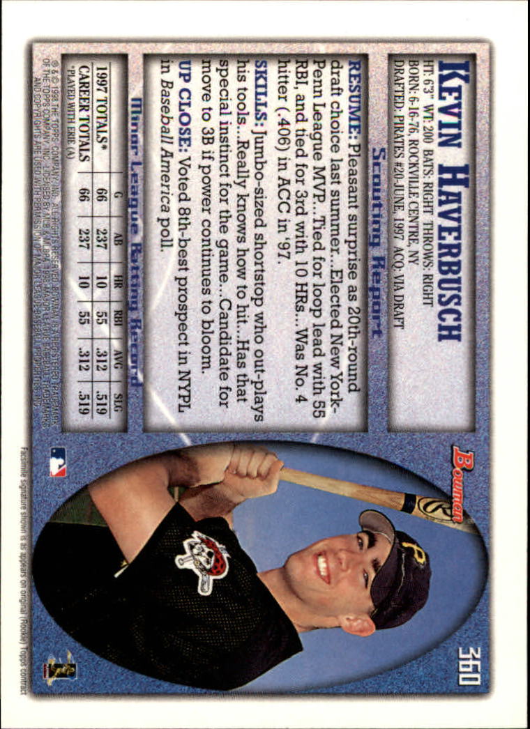 1998 Bowman Baseball Card Pick (Base) 253-441 - Picture 217 of 379