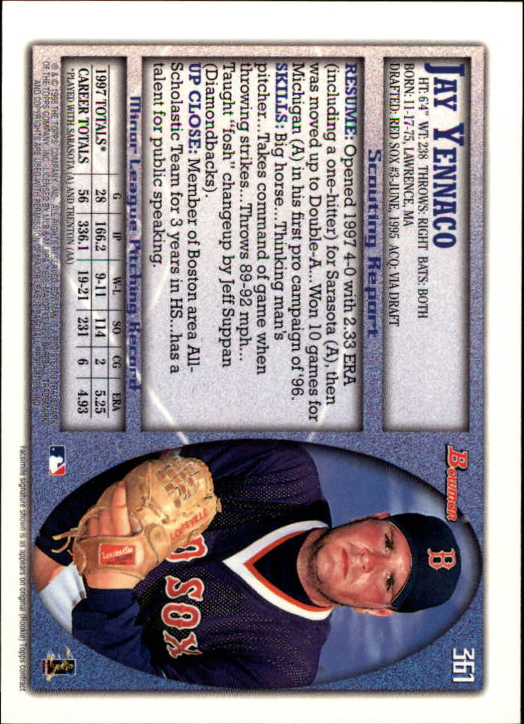 1998 Bowman Baseball Card Pick (Base) 253-441 - Picture 219 of 379