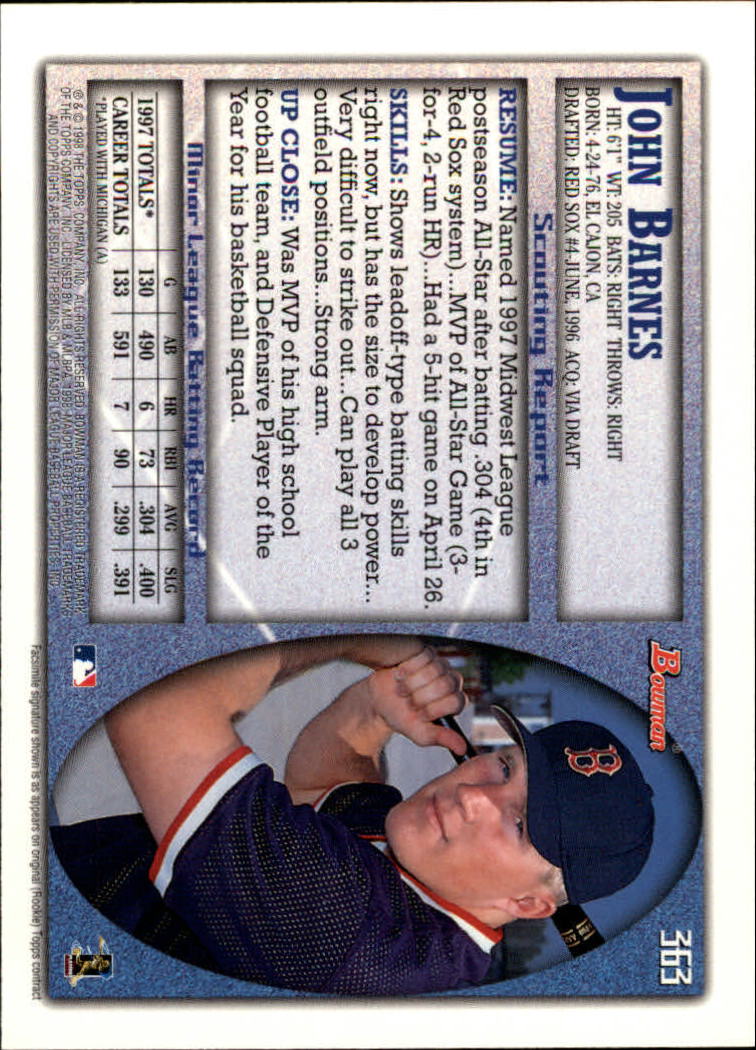 1998 Bowman Baseball Card Pick (Base) 253-441 - Picture 223 of 379