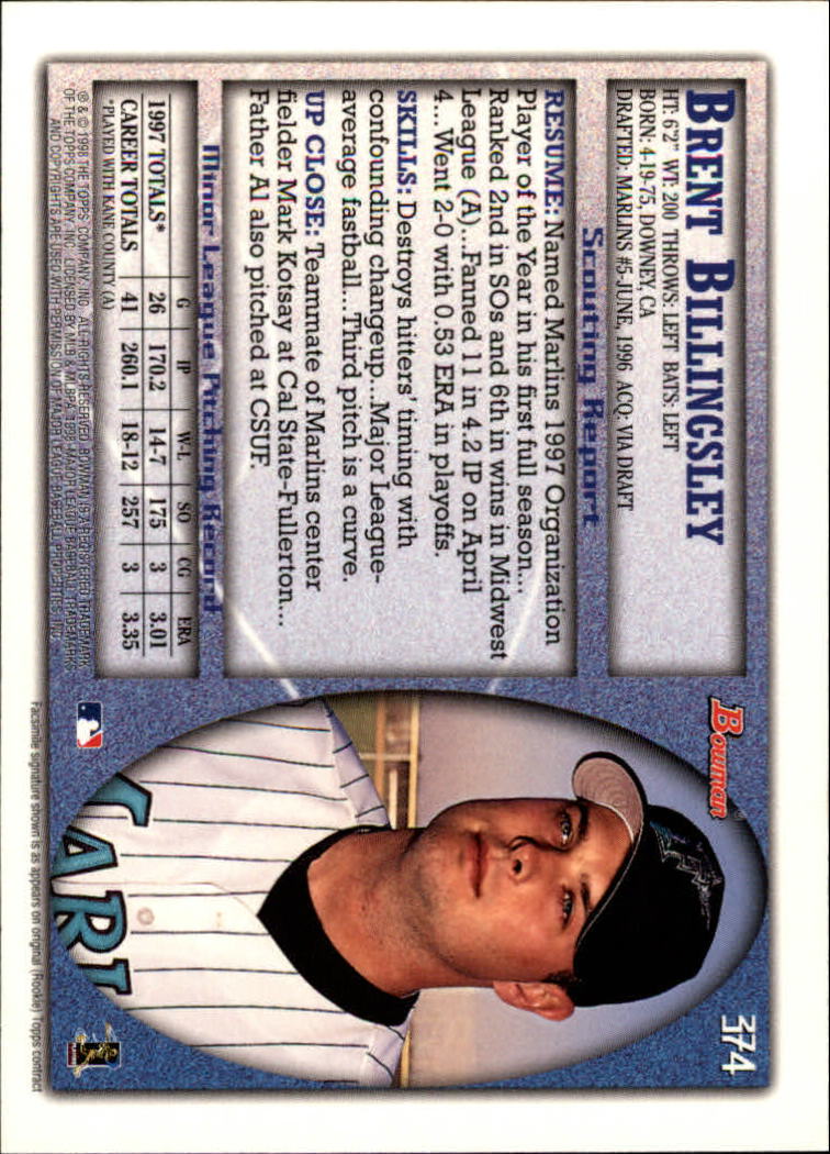 1998 Bowman Baseball Card Pick (Base) 253-441 - Picture 245 of 379