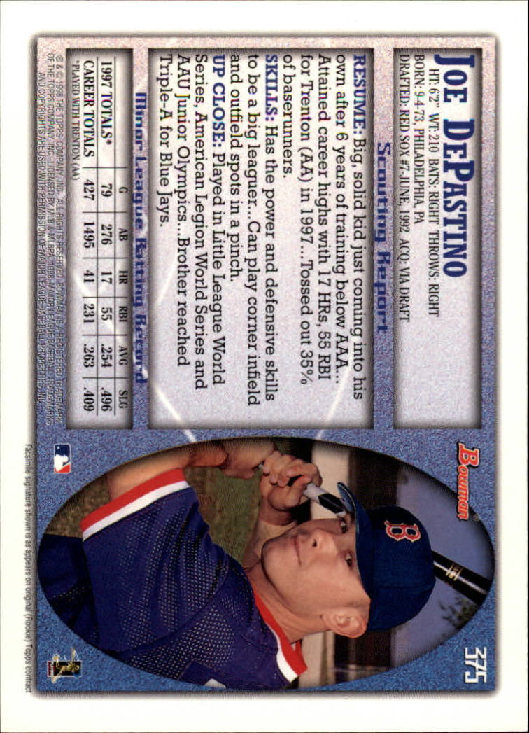 1998 Bowman Baseball Card Pick (Base) 253-441 - Picture 247 of 379