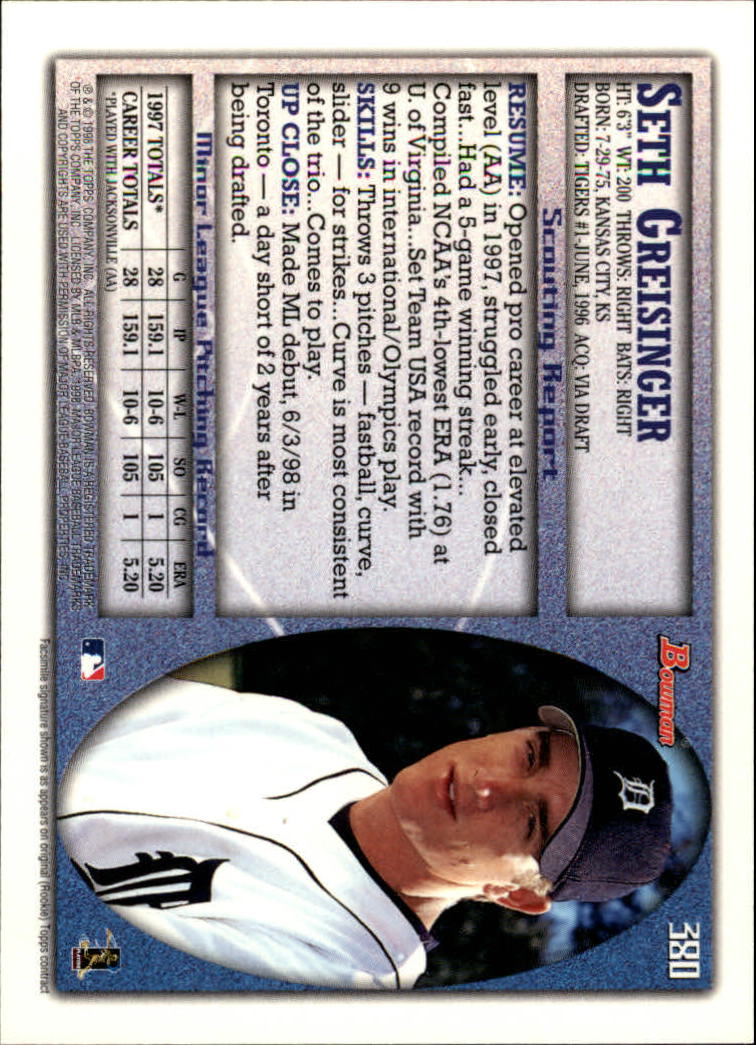 1998 Bowman Baseball Card Pick (Base) 253-441 - Picture 257 of 379