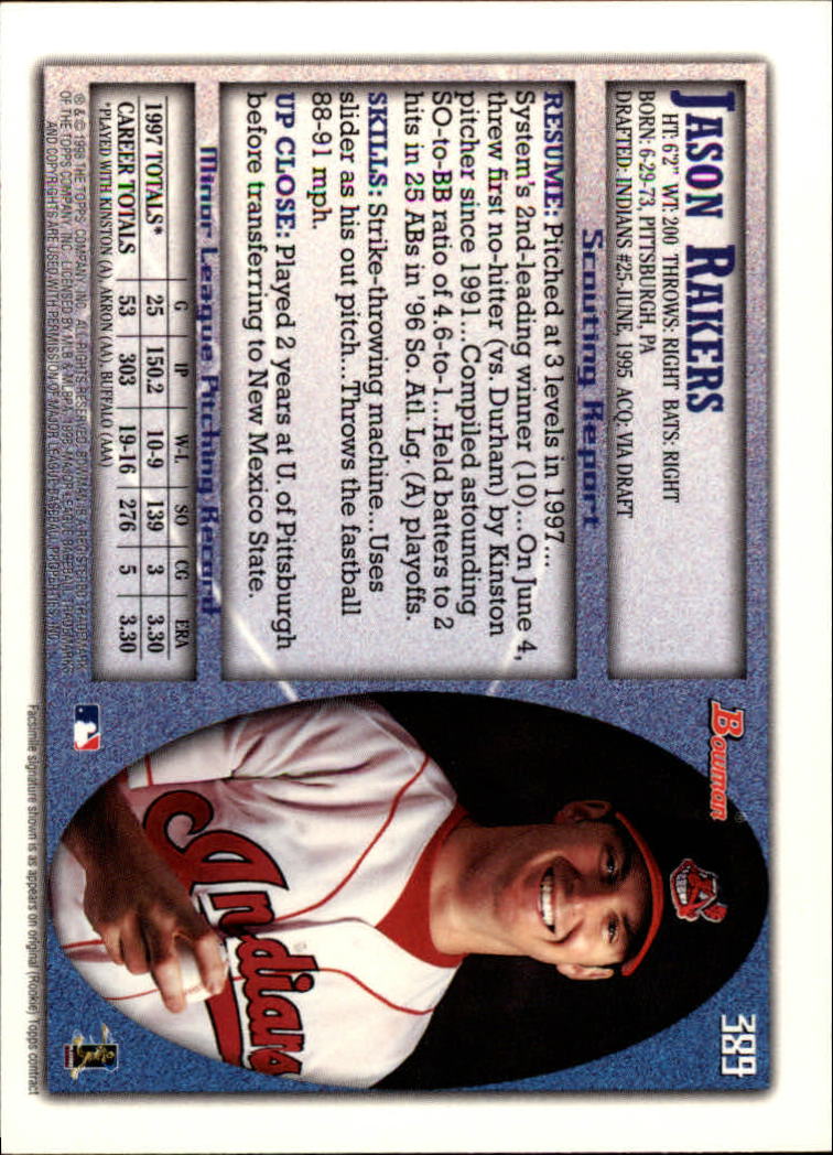 1998 Bowman Baseball Card Pick (Base) 253-441 - Picture 275 of 379