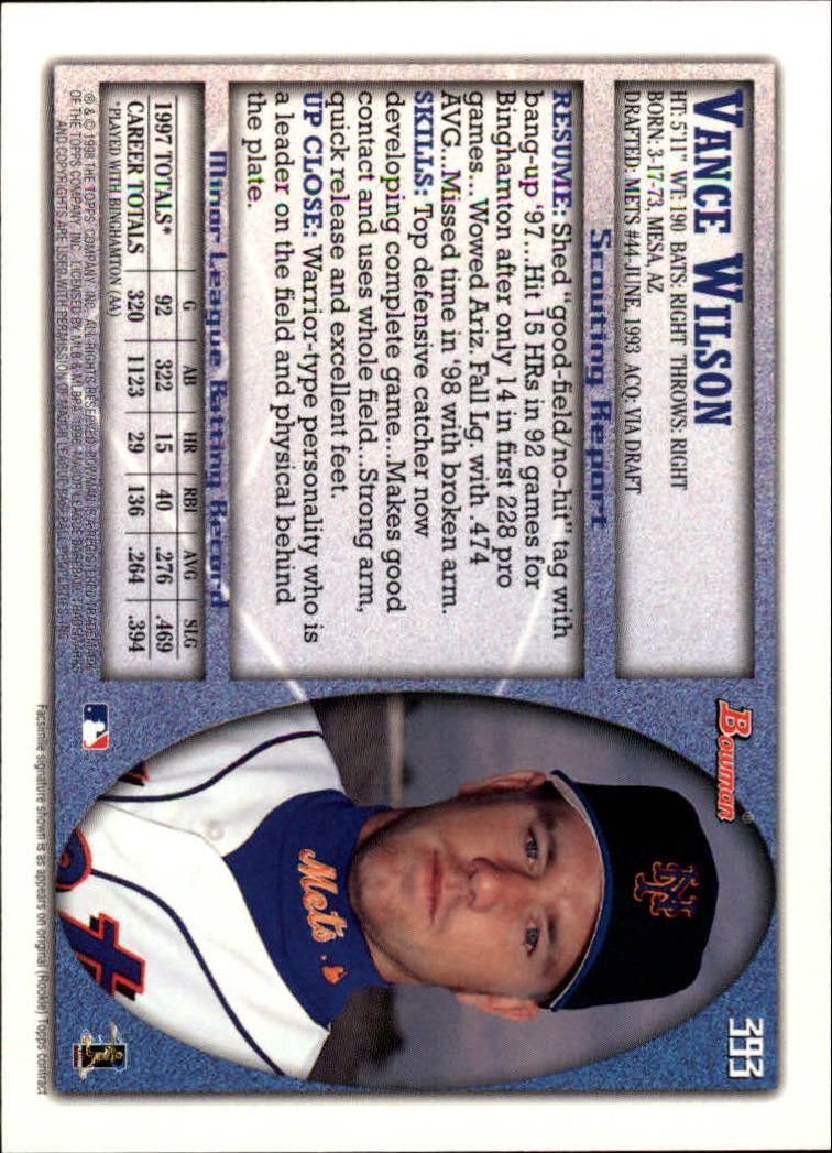 1998 Bowman Baseball Card Pick (Base) 253-441 - Picture 283 of 379