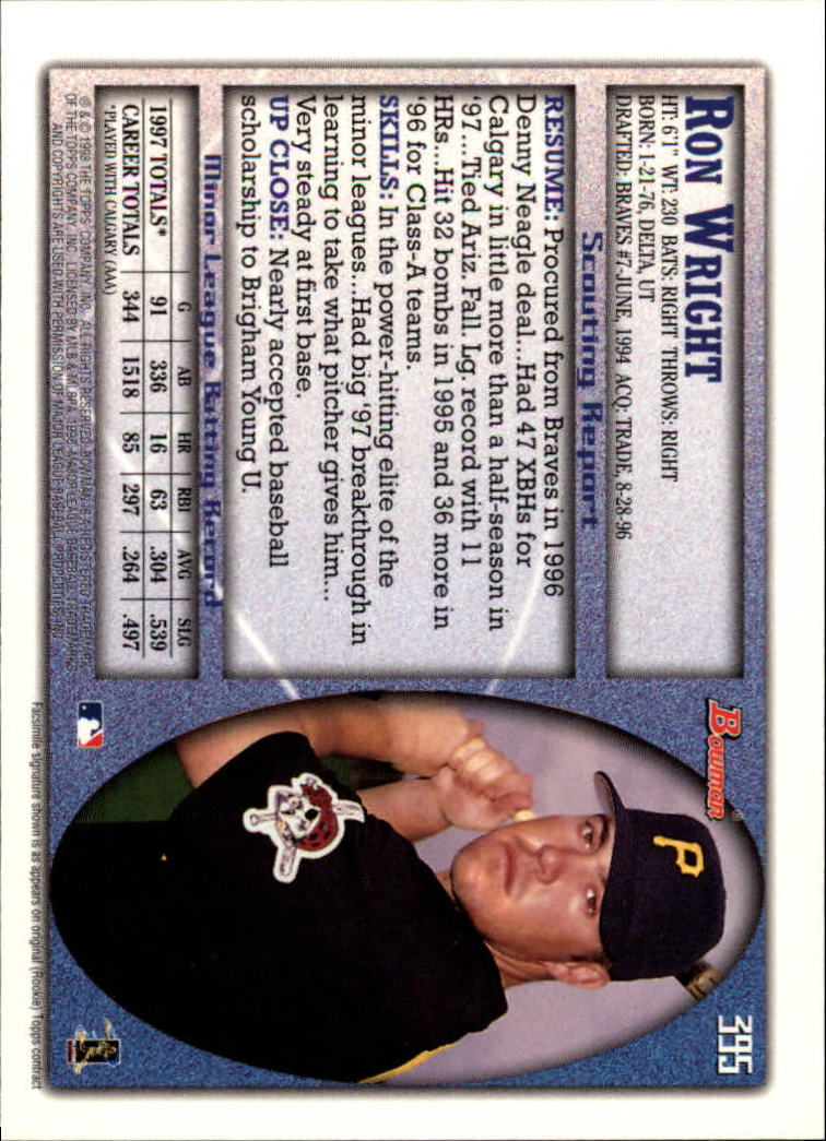 1998 Bowman Baseball Card Pick (Base) 253-441 - Picture 287 of 379