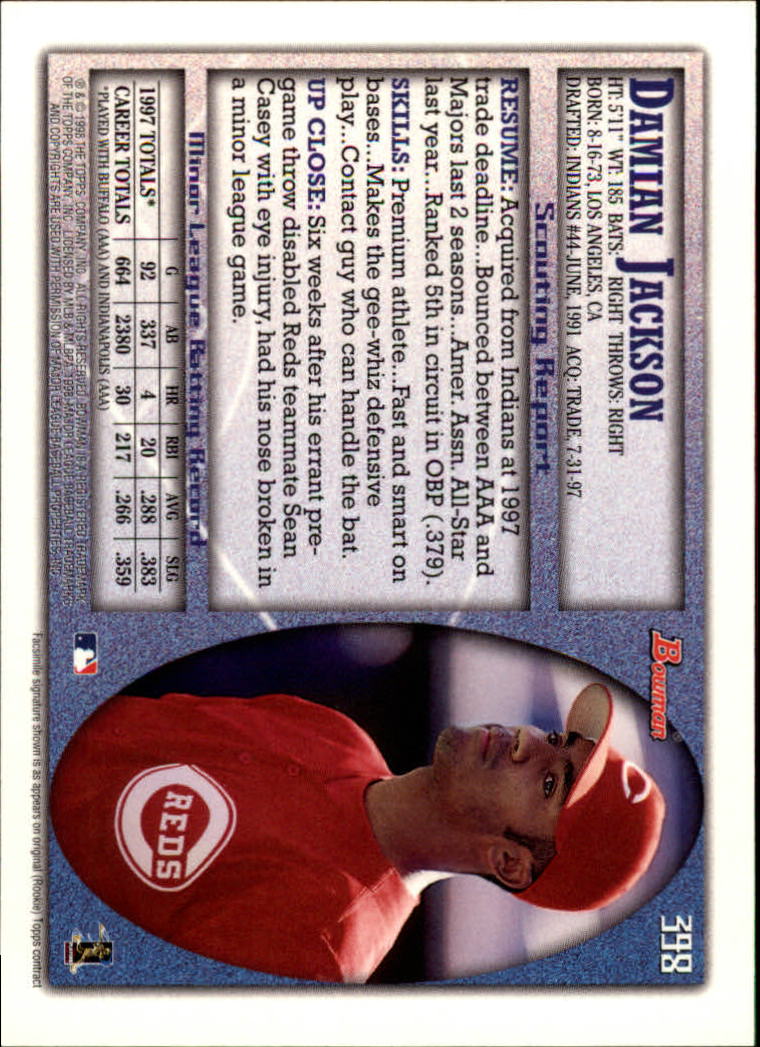 1998 Bowman Baseball Card Pick (Base) 253-441 - Picture 293 of 379