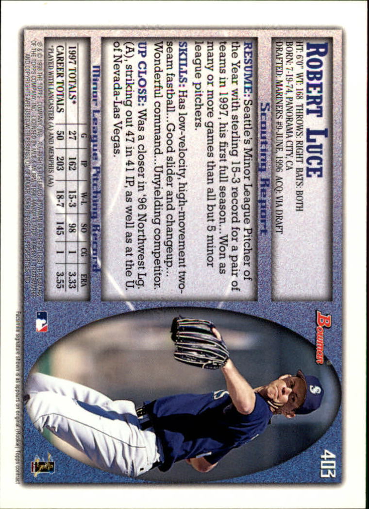 1998 Bowman Baseball Card Pick (Base) 253-441 - Picture 303 of 379