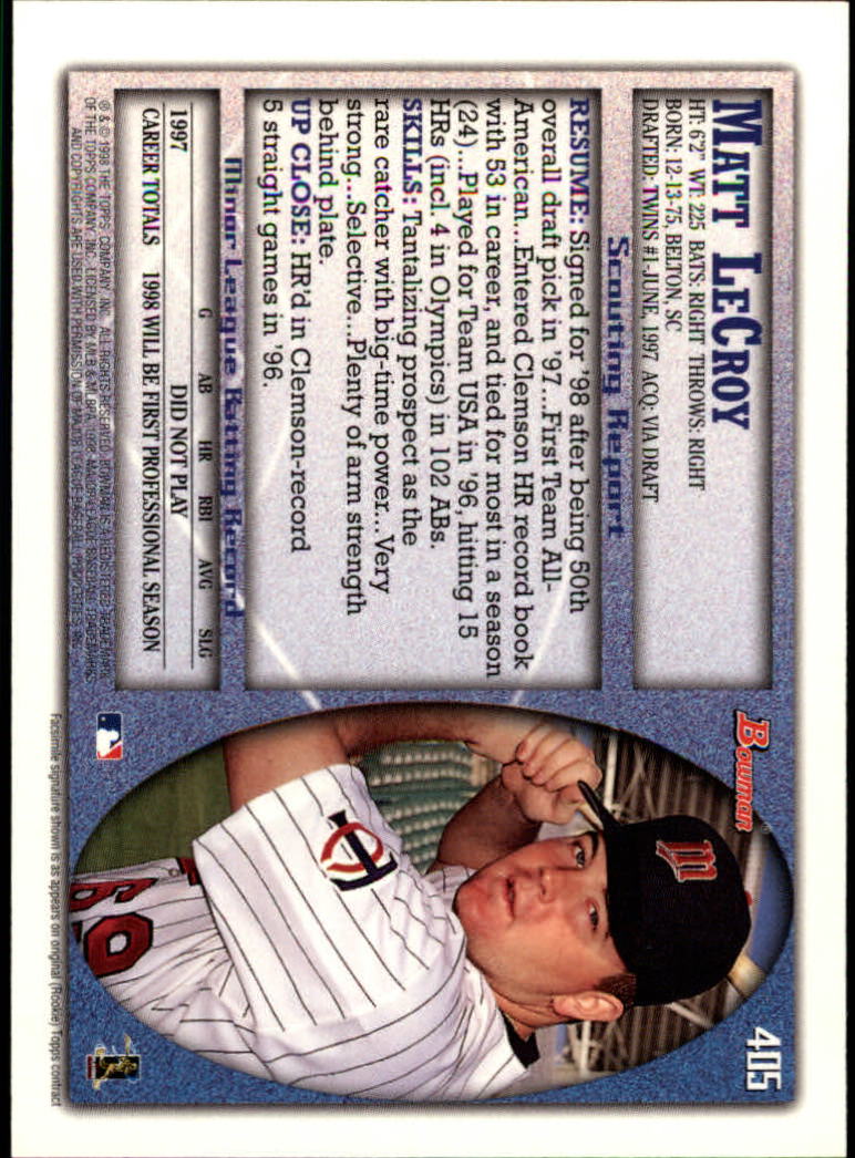 1998 Bowman Baseball Card Pick (Base) 253-441 - Picture 307 of 379