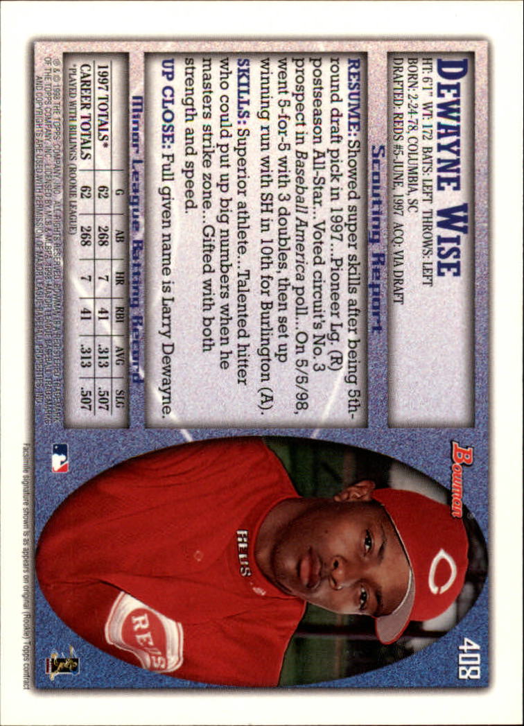 1998 Bowman Baseball Card Pick (Base) 253-441 - Picture 313 of 379
