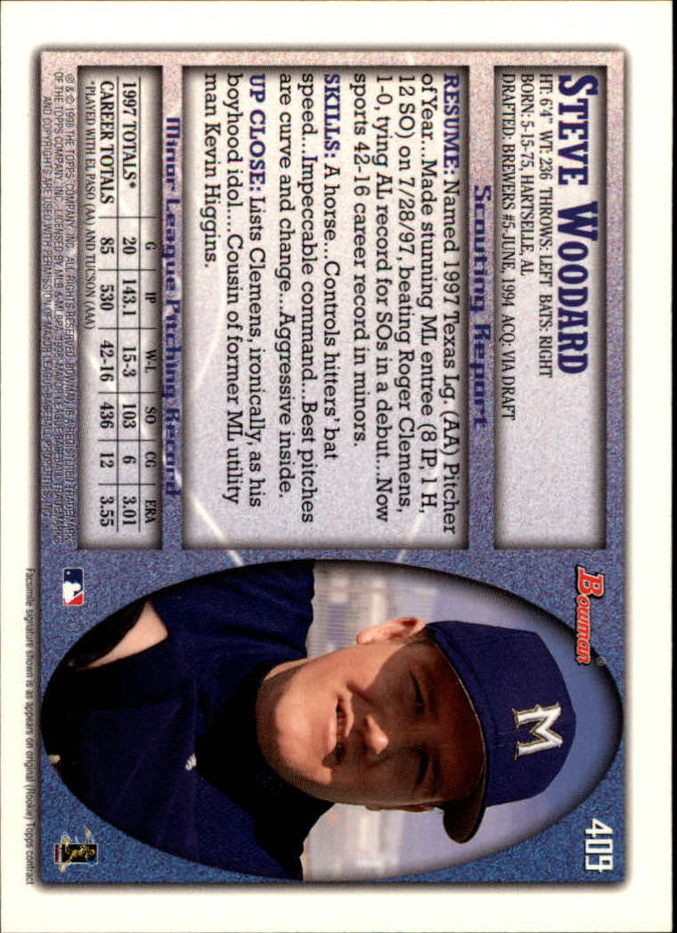 1998 Bowman Baseball Card Pick (Base) 253-441 - Picture 315 of 379