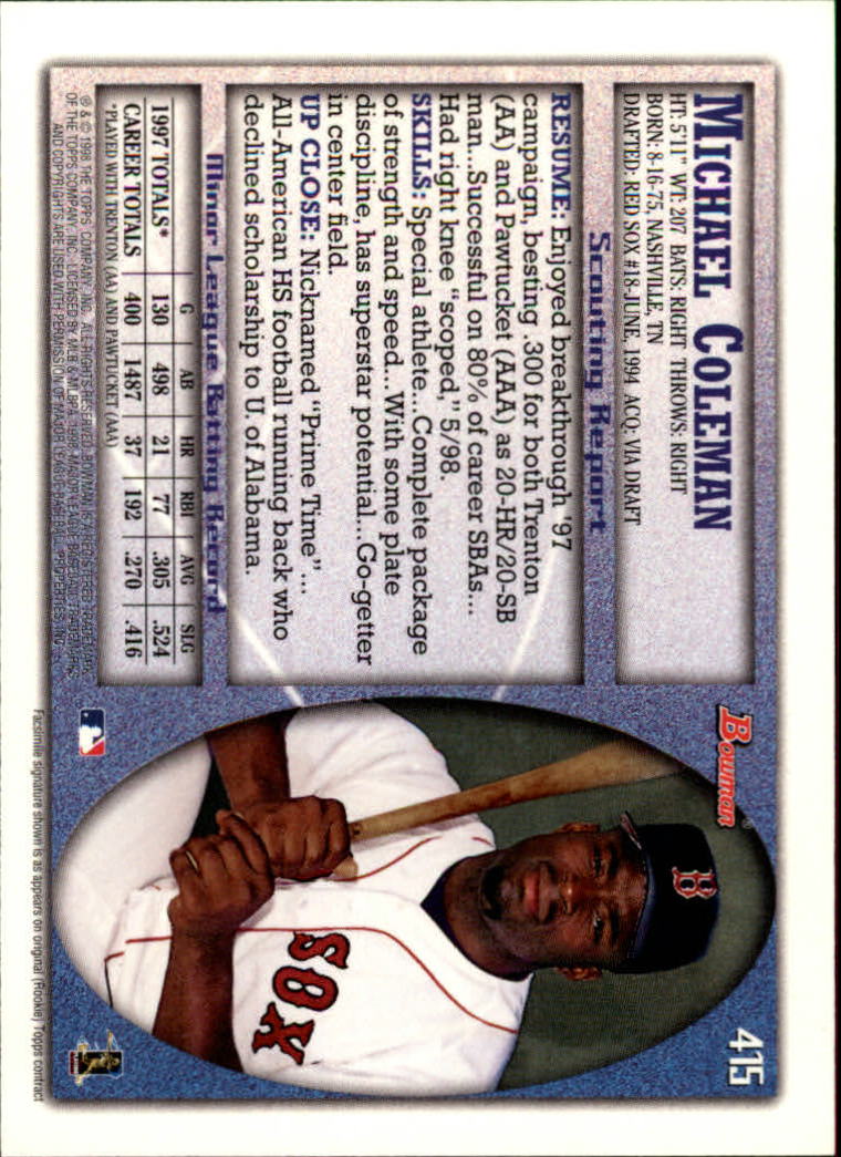 1998 Bowman Baseball Card Pick (Base) 253-441 - Picture 327 of 379
