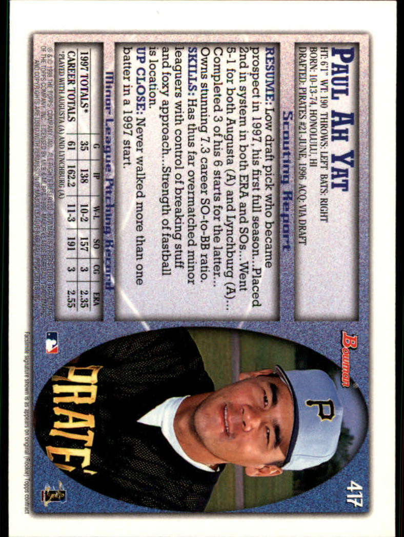 1998 Bowman Baseball Card Pick (Base) 253-441 - Picture 331 of 379