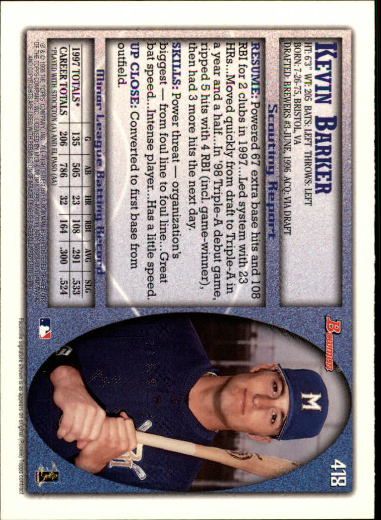 1998 Bowman Baseball Card Pick (Base) 253-441 - Picture 333 of 379