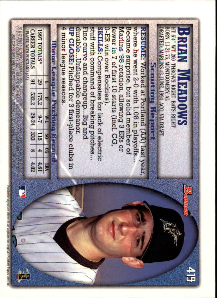 1998 Bowman Baseball Card Pick (Base) 253-441 - Picture 335 of 379
