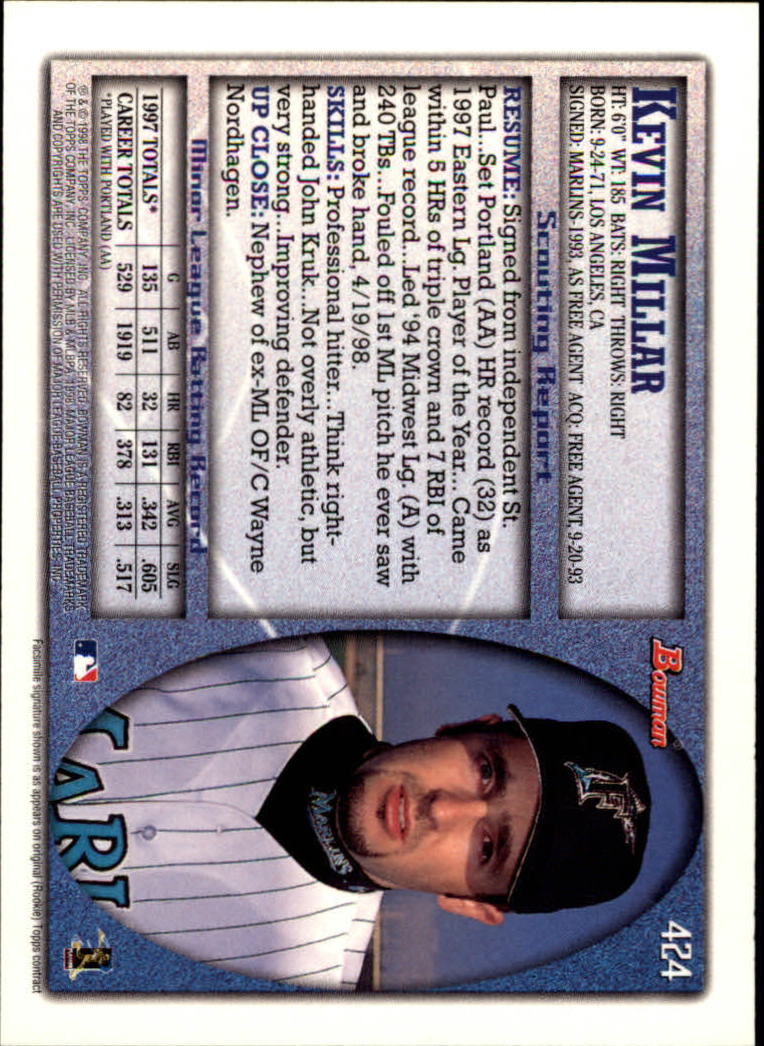 1998 Bowman Baseball Card Pick (Base) 253-441 - Picture 345 of 379