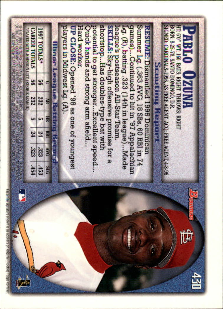 1998 Bowman Baseball Card Pick (Base) 253-441 - Picture 357 of 379