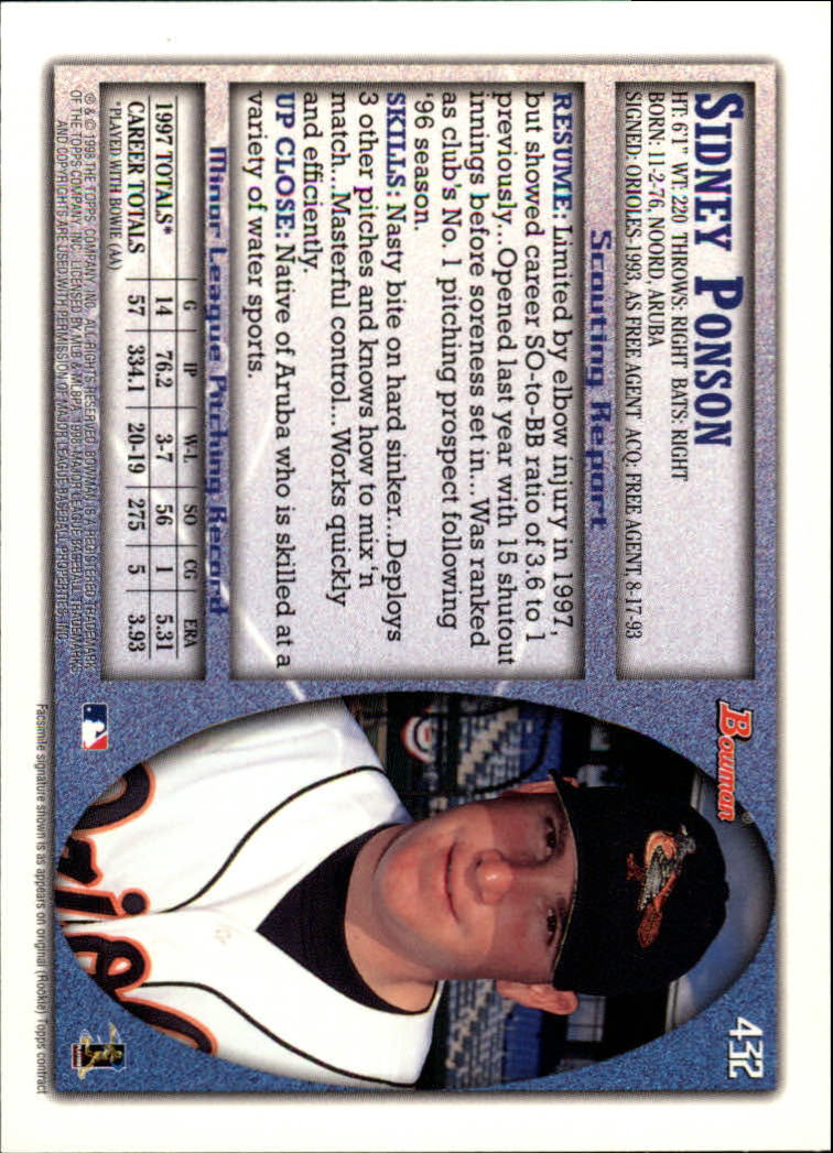 1998 Bowman Baseball Card Pick (Base) 253-441 - Picture 361 of 379