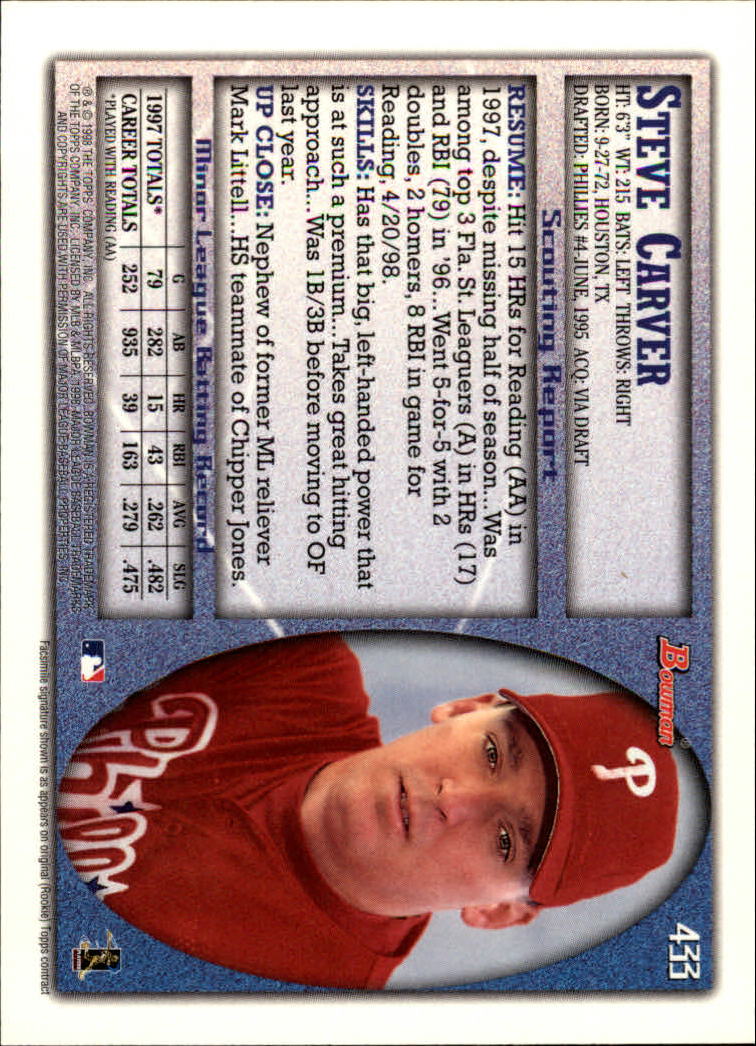1998 Bowman Baseball Card Pick (Base) 253-441 - Picture 363 of 379