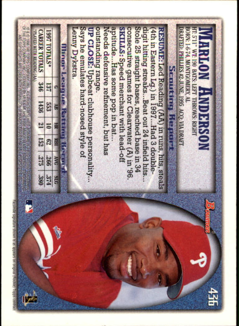 1998 Bowman Baseball Card Pick (Base) 253-441 - Picture 369 of 379