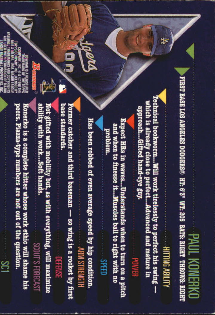 1998 Bowman Scout's Choice #SC1 Paul Konerko back image