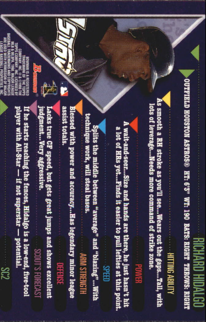 1998 Bowman Scout's Choice #SC2 Richard Hidalgo back image