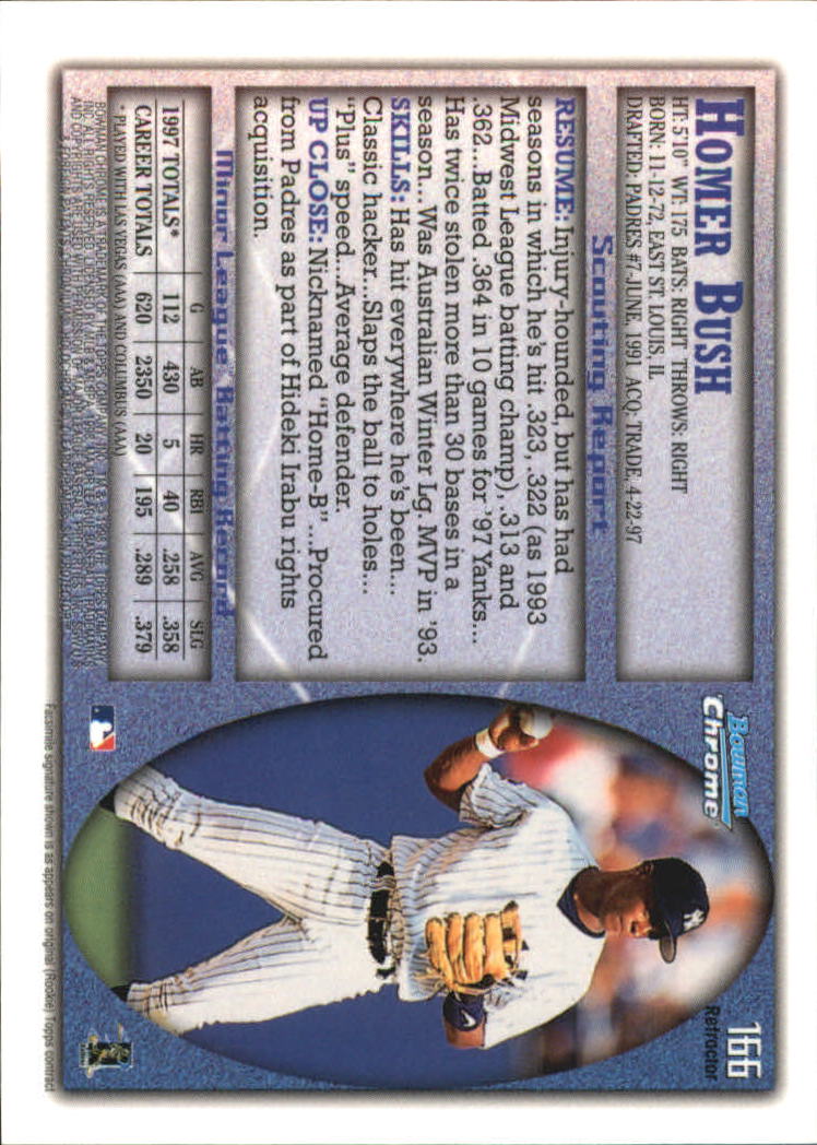 1998 Bowman Chrome Refractors #166 Homer Bush