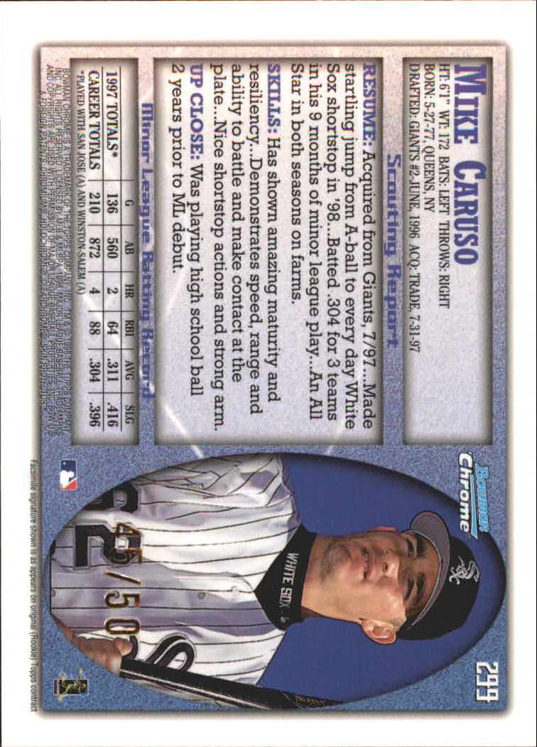 1998 Bowman Chrome Golden Anniversary #299 Mike Caruso back image