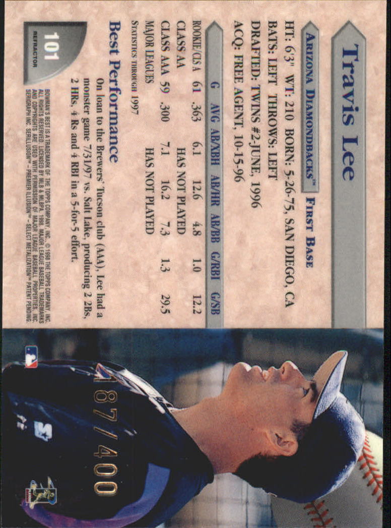 1998 Bowman's Best Refractors #101 Travis Lee back image