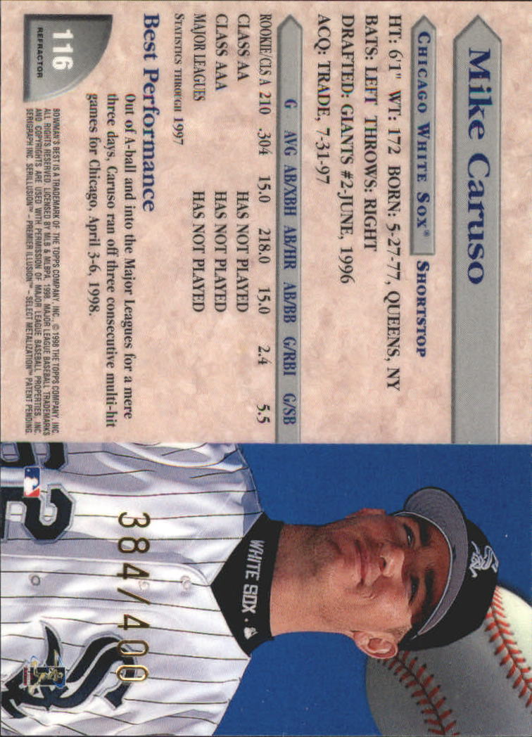 1998 Bowman's Best Refractors #116 Mike Caruso back image