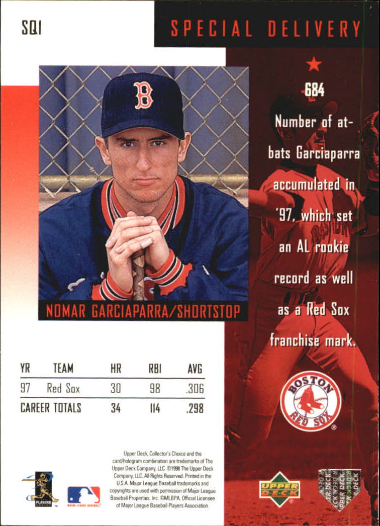 1998 Collector's Choice StarQuest #SQ1 Nomar Garciaparra SD back image