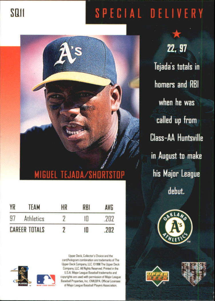 1998 Collector's Choice StarQuest #SQ11 Miguel Tejada SD back image