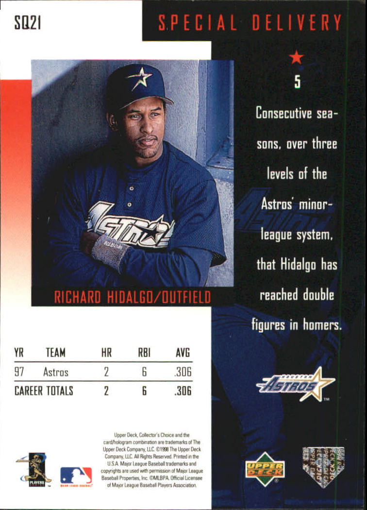 1998 Collector's Choice StarQuest #SQ21 Richard Hidalgo SD back image
