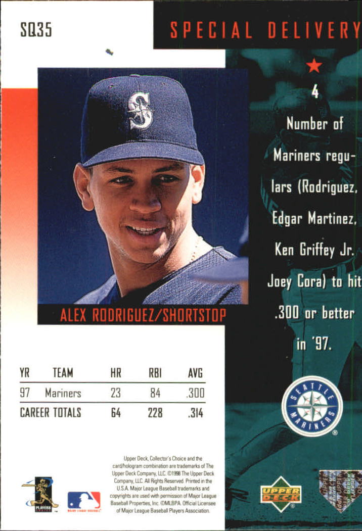1998 Collector's Choice StarQuest #SQ35 Alex Rodriguez SD back image