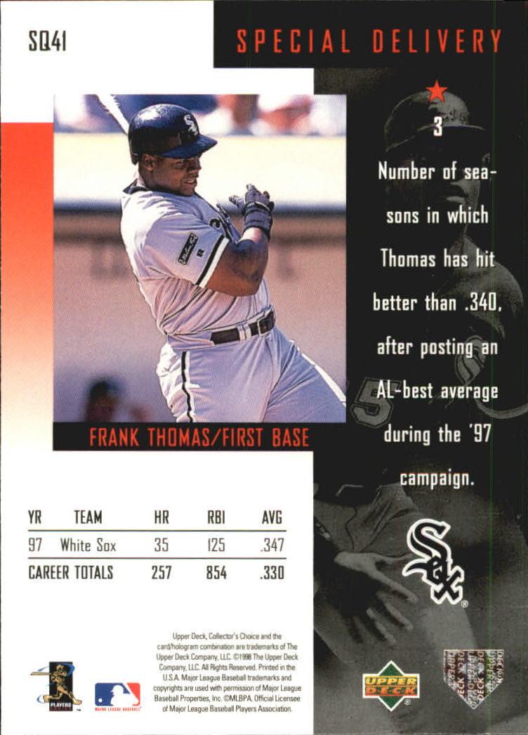 1998 Collector's Choice StarQuest #SQ41 Frank Thomas SD back image