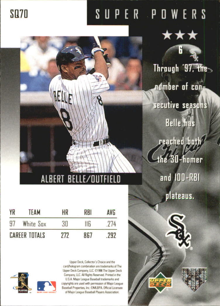 1998 Collector's Choice StarQuest #SQ70 Albert Belle SP back image