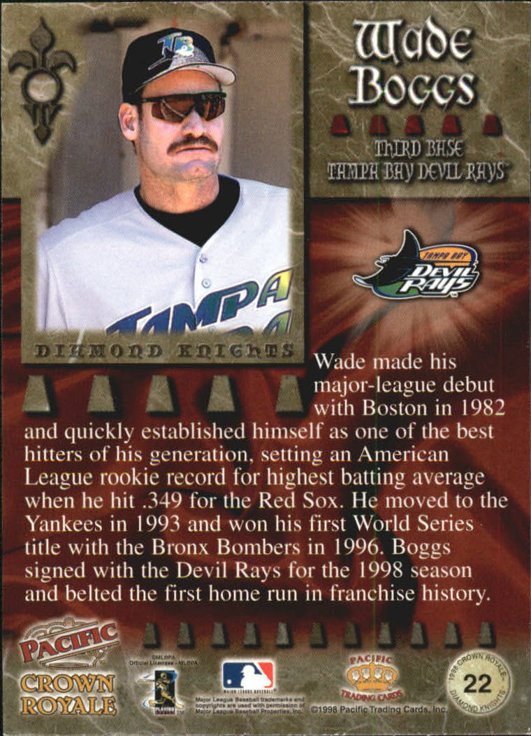1998 Crown Royale Diamond Knights #22 Wade Boggs back image
