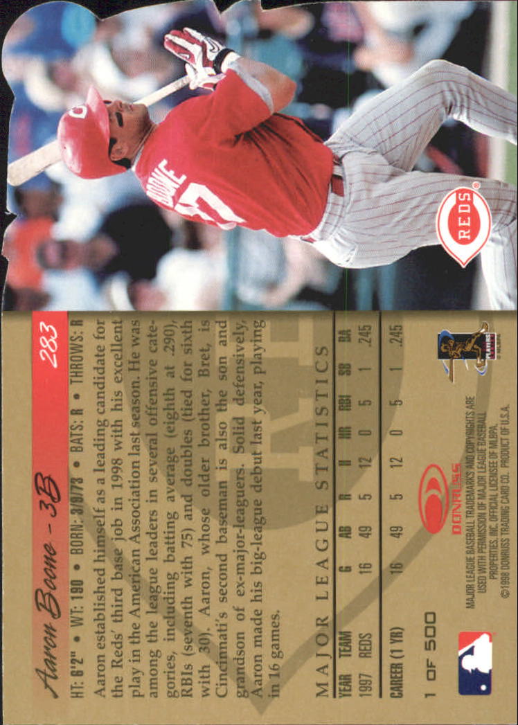 1998 Donruss Gold Press Proofs #283 Aaron Boone back image