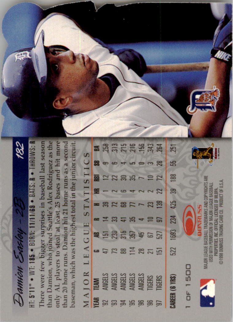 1998 Donruss Silver Press Proofs #182 Damion Easley back image