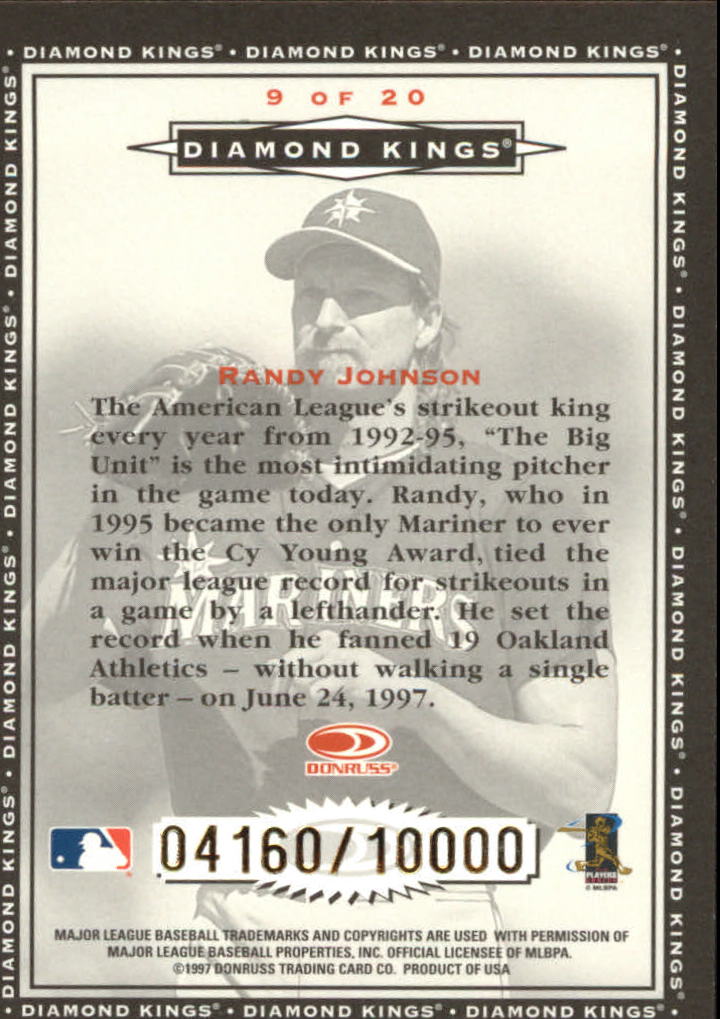 1998 Donruss Diamond Kings #9 Randy Johnson back image
