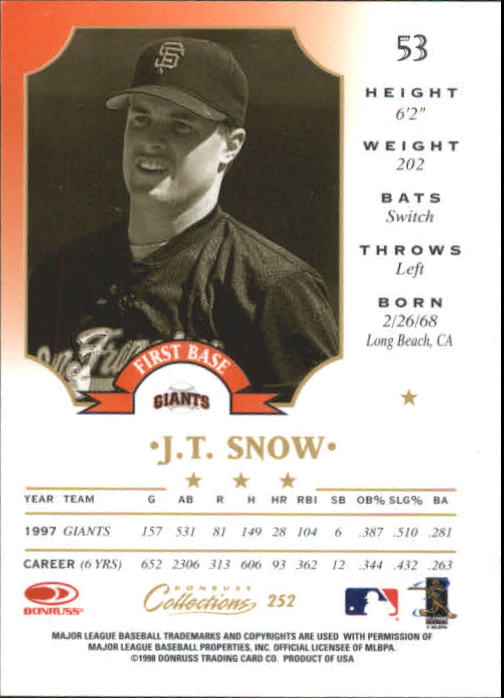 1998 Donruss Collections Baseball "Main Set" Base Cards - Picture 123 of 189
